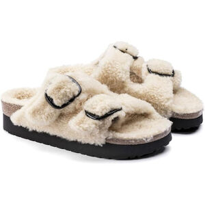 Papillio Birkenstock ARIZONA BIG BUCKLE FUR SANDAL eggshell Women’s Size 39